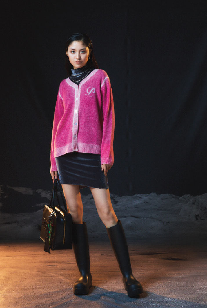PEOPLE OF THE WORLD PURE CASHMERE 100 LUNA CARDIGAN PINK