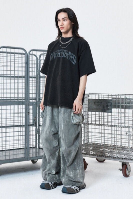 TIE - DYE WIDE JOGGER PANTS GREY