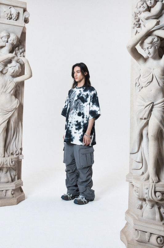 TIE - DYE OVERFIT T SHIRT BLACK