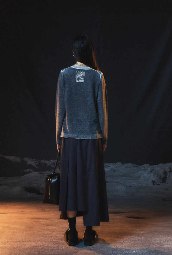 PEOPLE OF THE WORLD HERRINGBONE COMBO PLEATED SKIRT