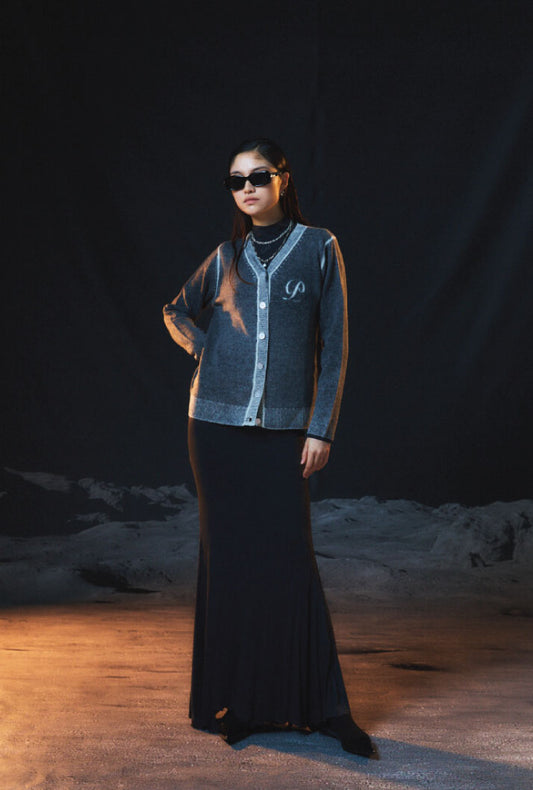 PURE CASHMERE 100 LUNA CARDIGAN CHARCOAL