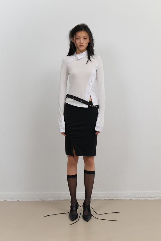 STARCUT JERSEY COLLAR TEE - OFF WHITE