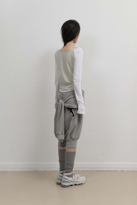 SLEEVE PUMPKIN PANTS - MINT GREY