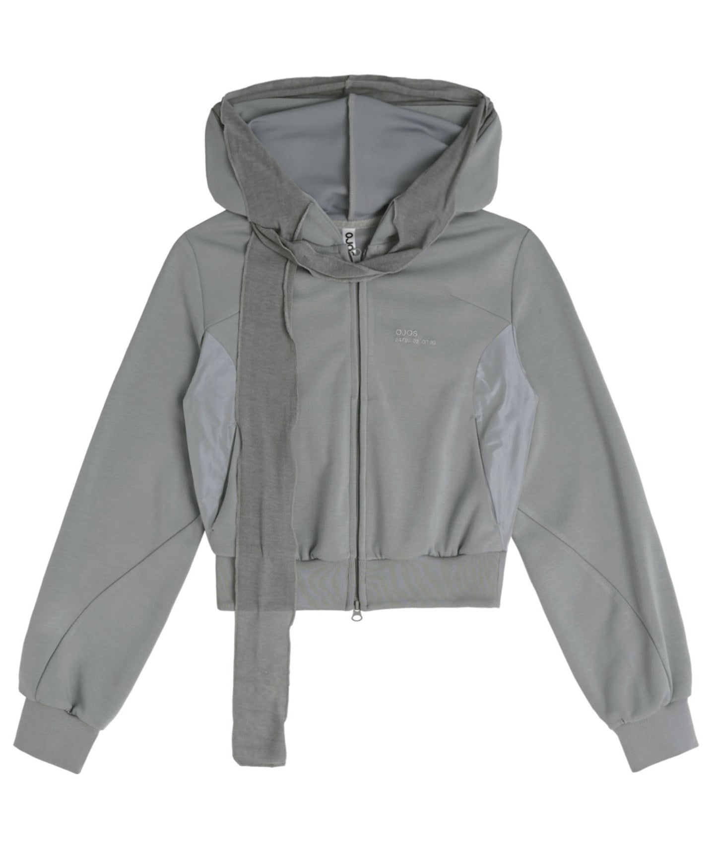 OJOS MUFFLER BOXER CROP HOODIE GREY