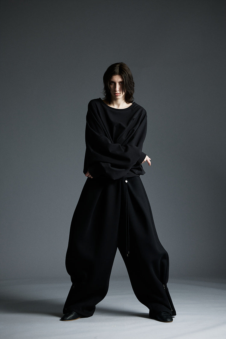 NEOPRENE WIDE SWEAT PANTS BLACK