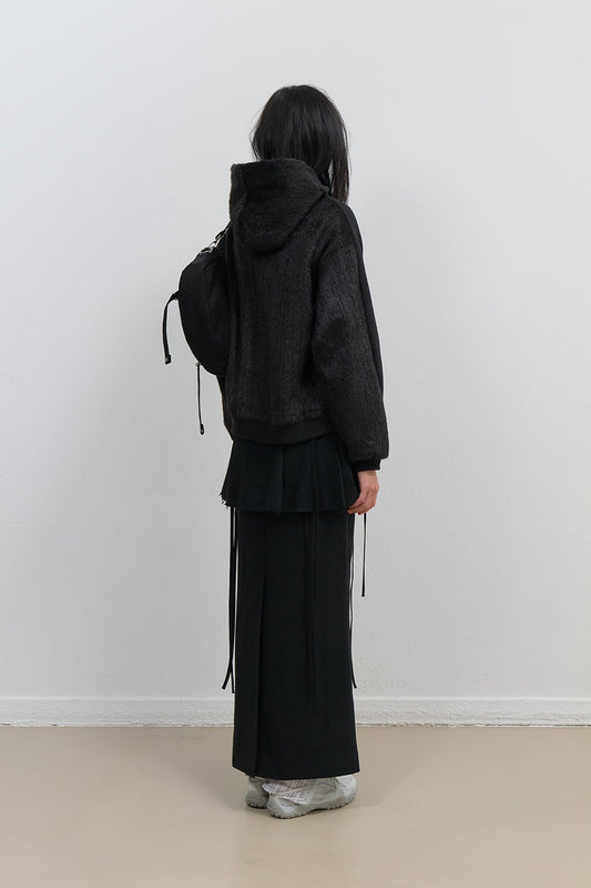 LAYERED WOOL SKIRT - BLACK