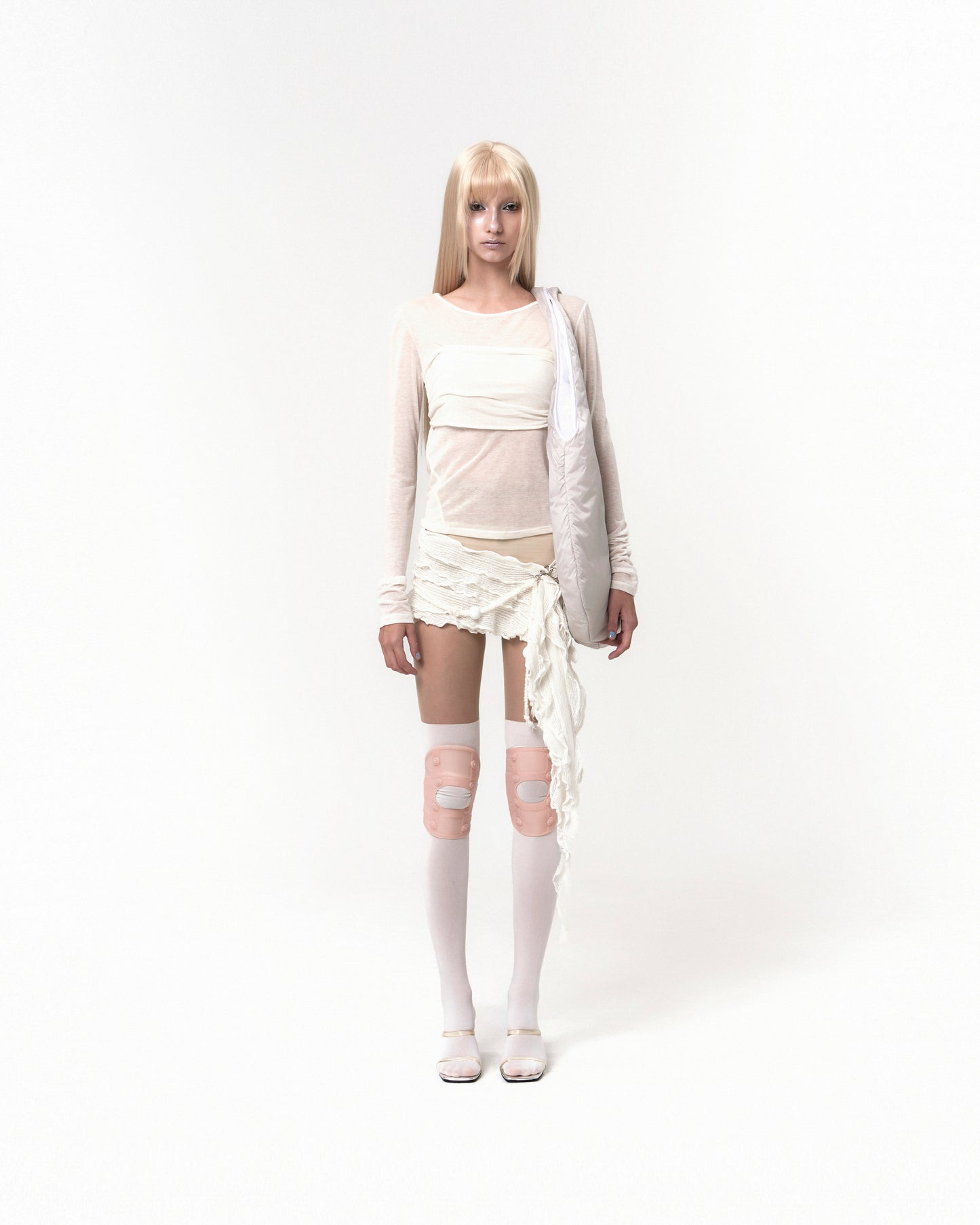 OJOS TUBE TOP LAYERED T SHIRT OFF WHITE