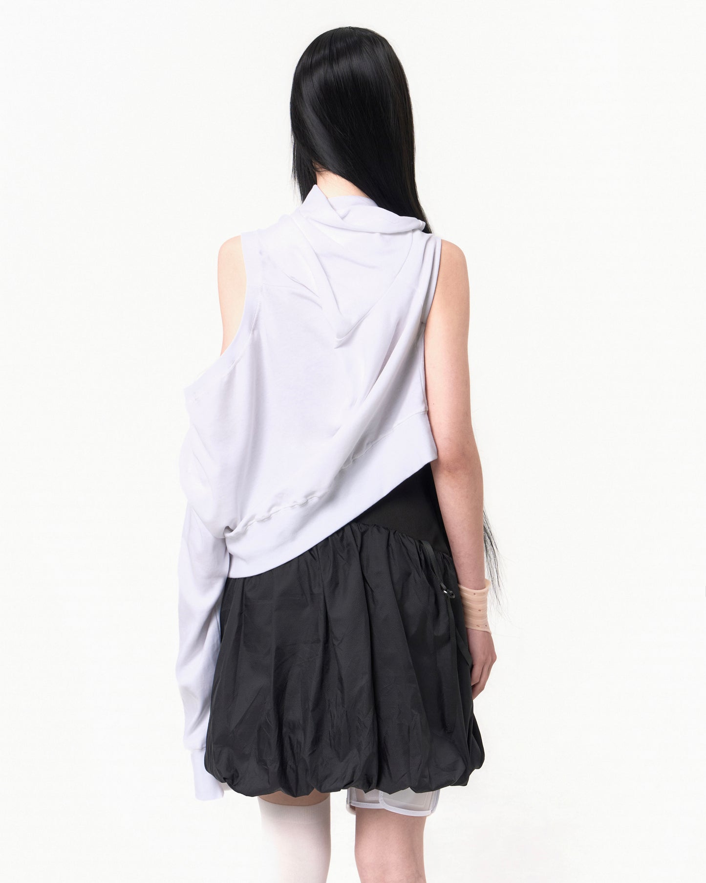 OJOS REVERSIBLE MIDI PADDED SKIRT BLACK