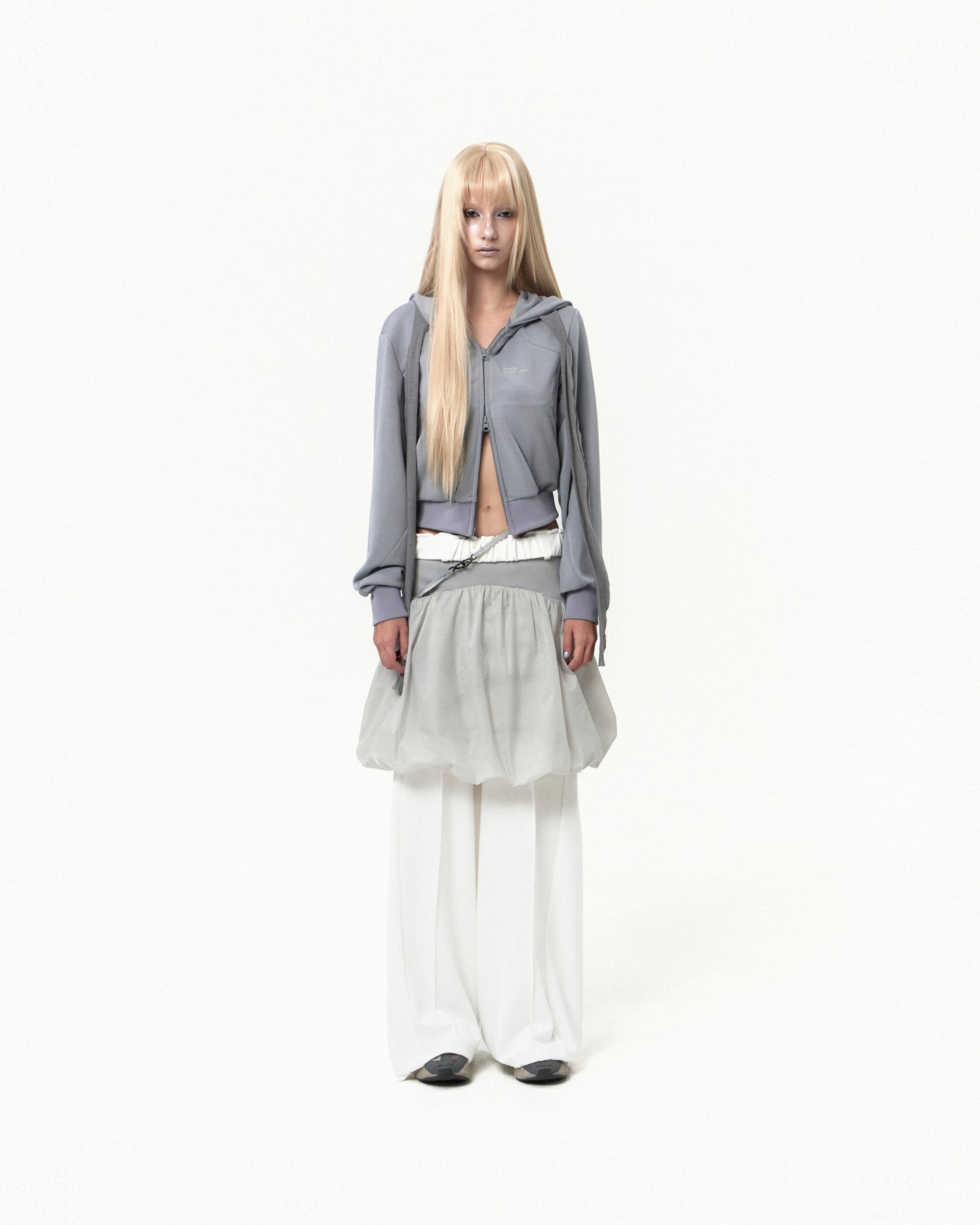 OJOS REVERSIBLE MIDI PADDED SKIRT GREY