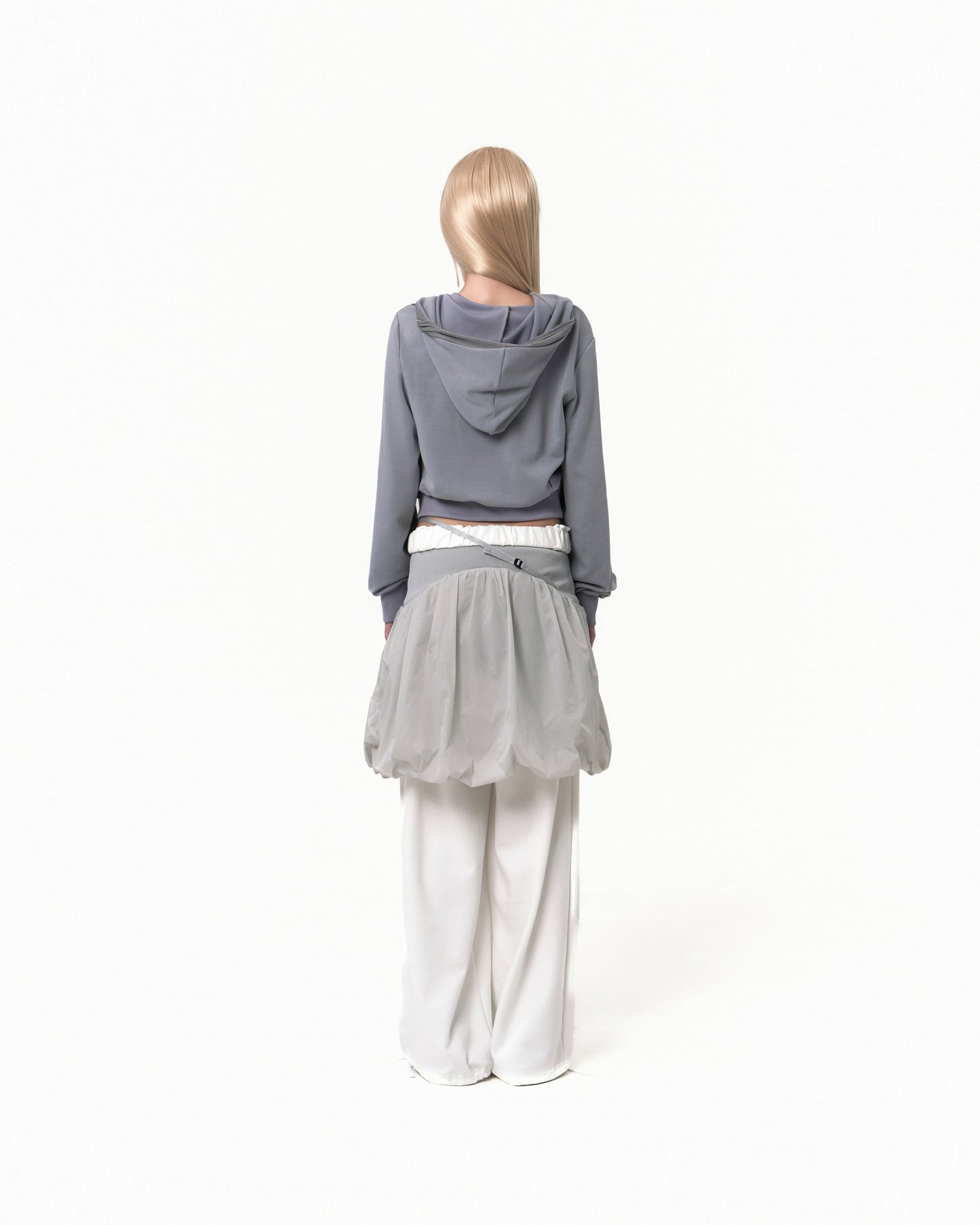 OJOS REVERSIBLE MIDI PADDED SKIRT GREY