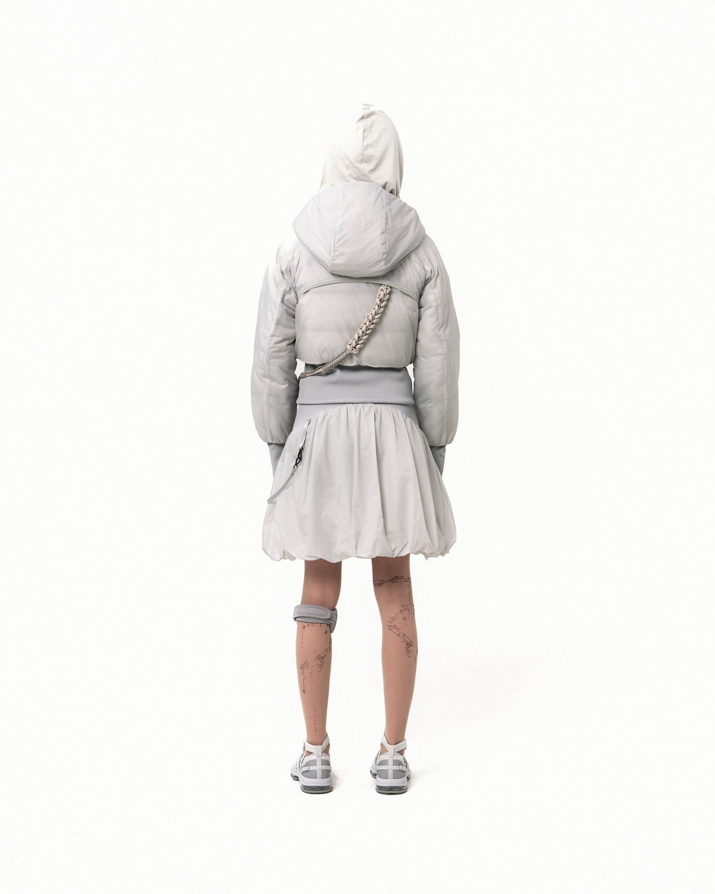 OJOS REVERSIBLE MIDI PADDED SKIRT GREY