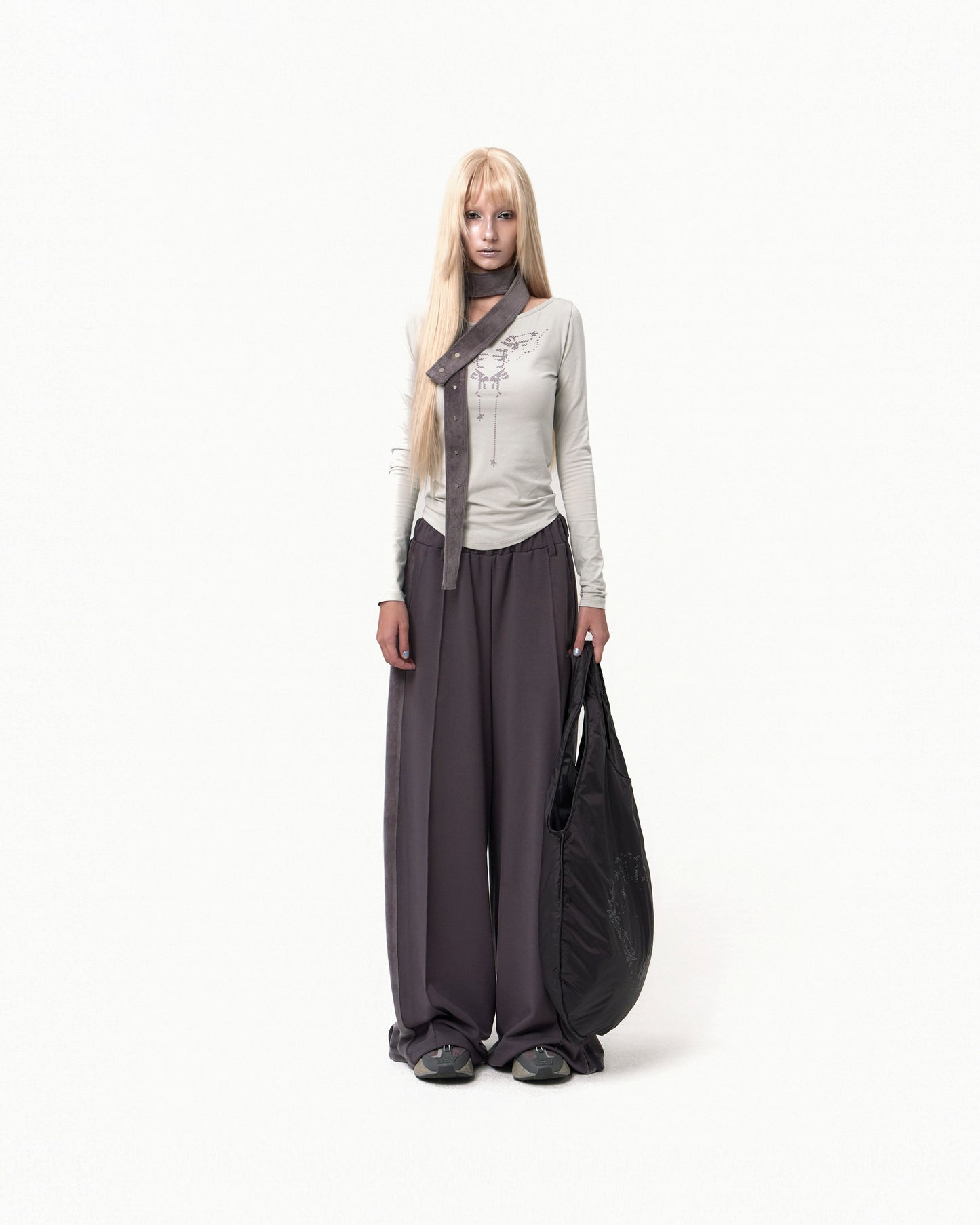 OJOS BELT WIDE SWEAT PANTS CHARCOAL
