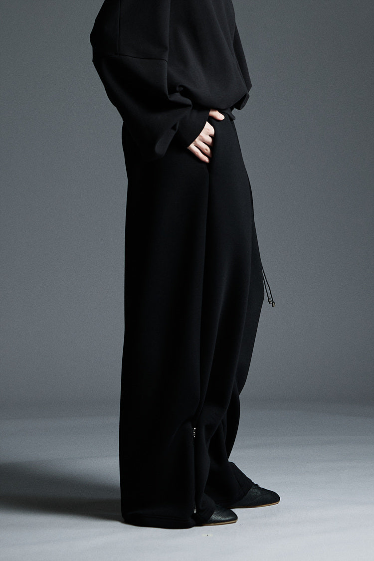 NEOPRENE WIDE SWEAT PANTS BLACK