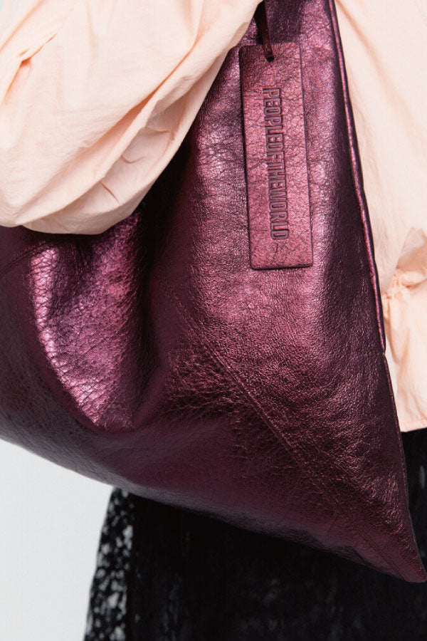 PEOPLE OF THE WORLD A PACK LEATHER SHOULDER BAG PLUM