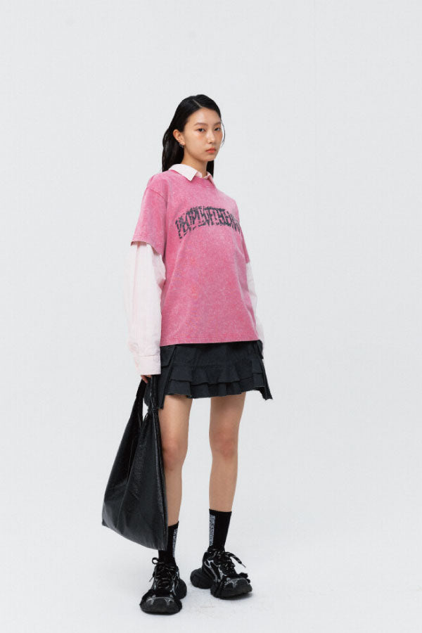 PEOPLE OF THE WORLD SIGNATURE OCEAN PIGMENT T-SHIRT PINK