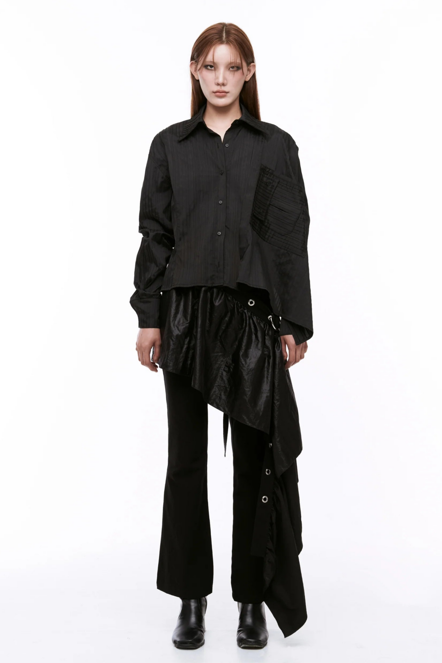 ARTSDEBASE DRAPING SHIRT BLACK