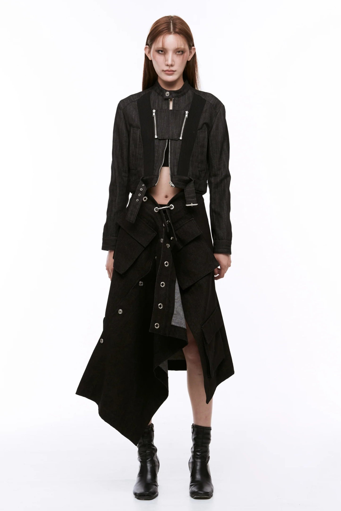 ARTSDEBASE DENIM TRAPEZIUM JACKET BLACK