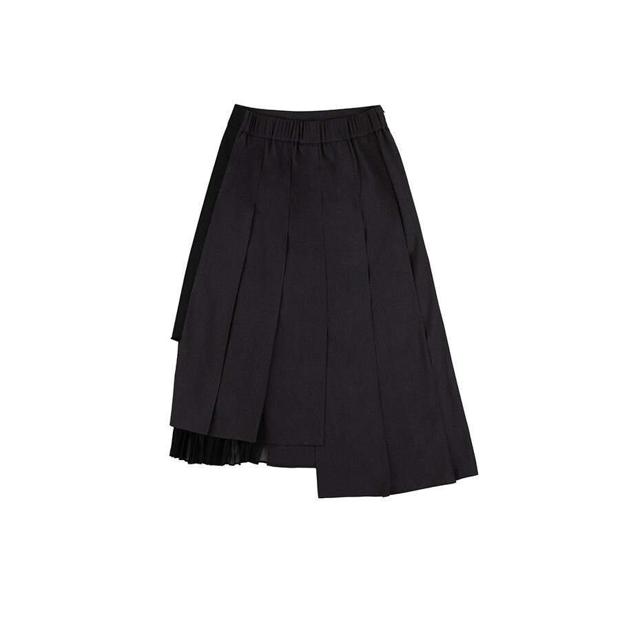 HERRINGBONE COMBO PLEATED SKIRT