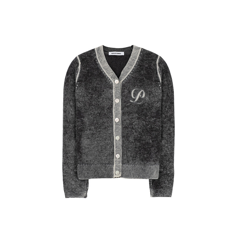 PEOPLE OF THE WORLD PURE CASHMERE 100 LUNA CARDIGAN CHARCOAL