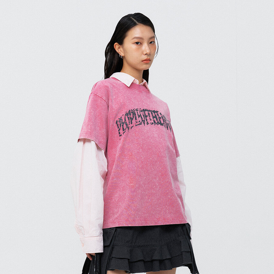 PEOPLE OF THE WORLD SIGNATURE OCEAN PIGMENT T-SHIRT PINK