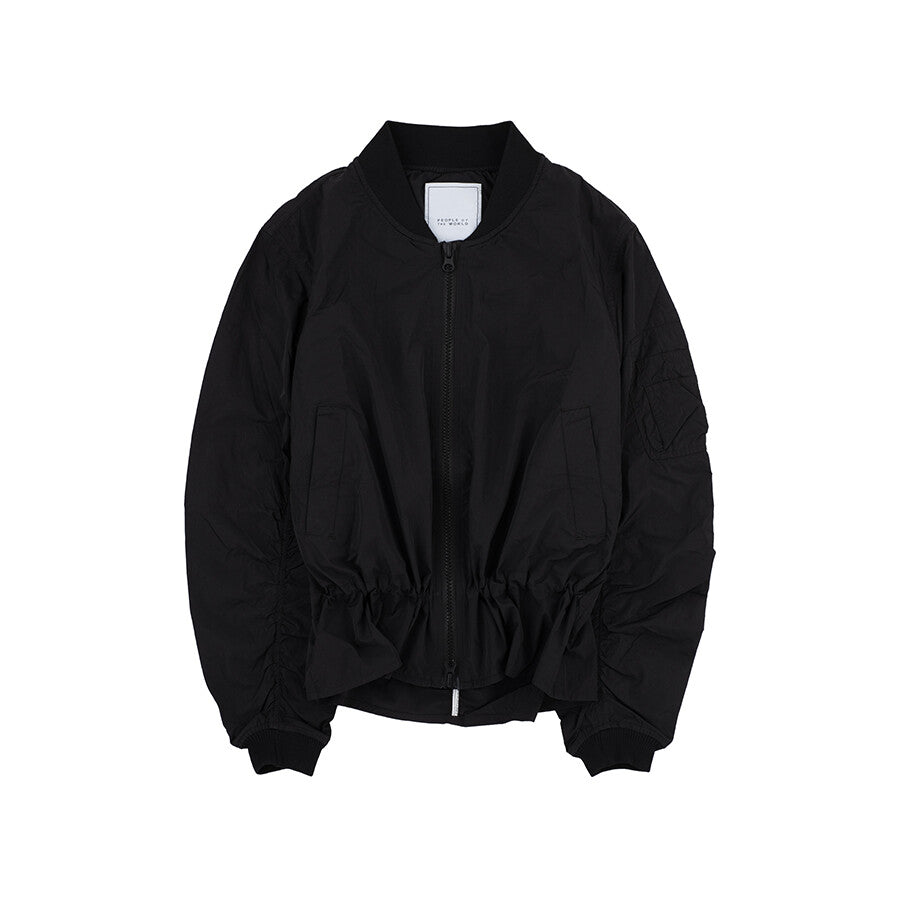 PEOPLE OF THE WORLD AIR SHIRRING JUMPER BLACK