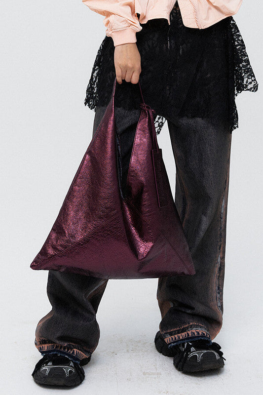 A PACK LEATHER SHOULDER BAG PLUM