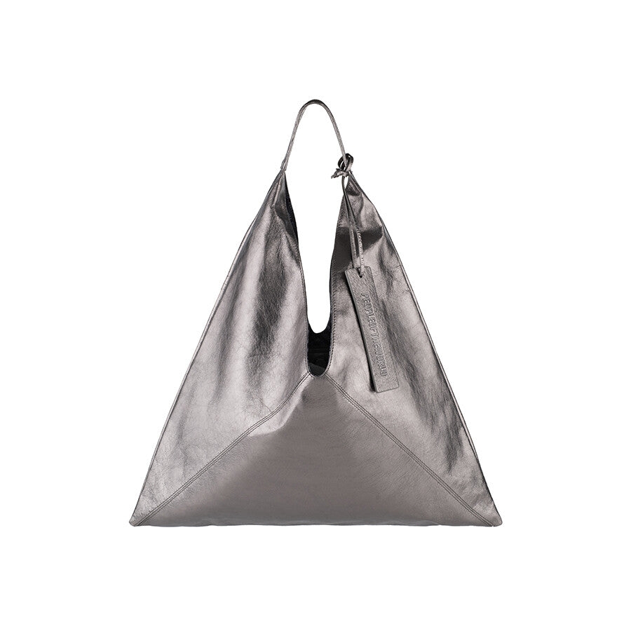 PEOPLE OF THE WORLD A PACK LEATHER SHOULDER BAG SILVER