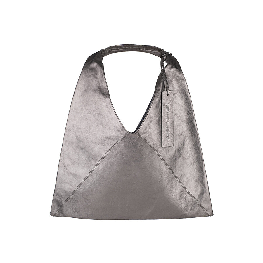 PEOPLE OF THE WORLD A PACK LEATHER SHOULDER BAG SILVER