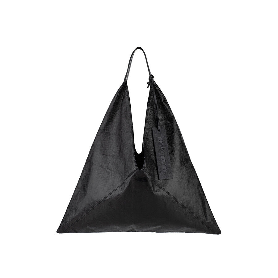 PEOPLE OF THE WORLD A PACK LEATHER SHOULDER BAG BLACK