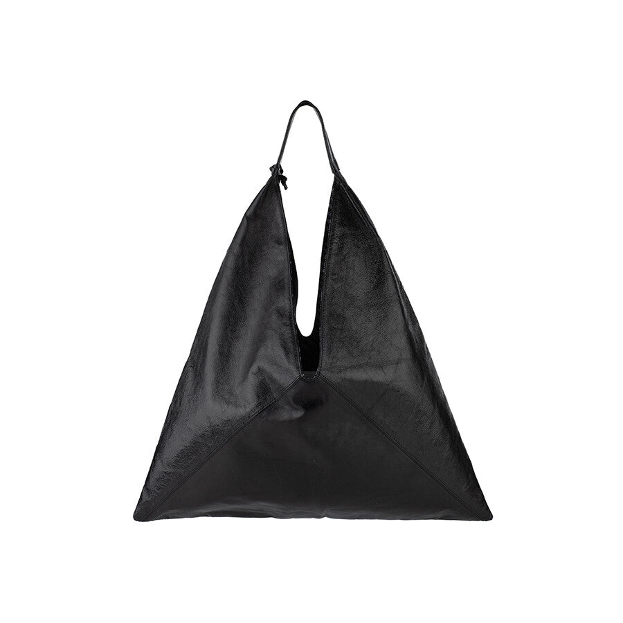 PEOPLE OF THE WORLD A PACK LEATHER SHOULDER BAG BLACK