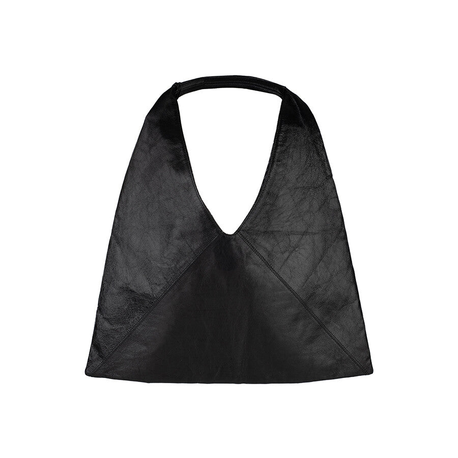 PEOPLE OF THE WORLD A PACK LEATHER SHOULDER BAG BLACK