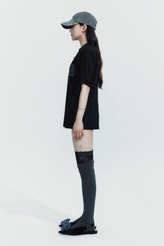 GRADATION LOGO SEMI-OVERFIT T-SHIRT BLACK