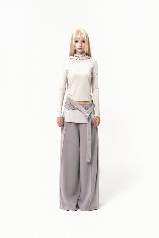 BELT WIDE SWEAT PANTS GREY