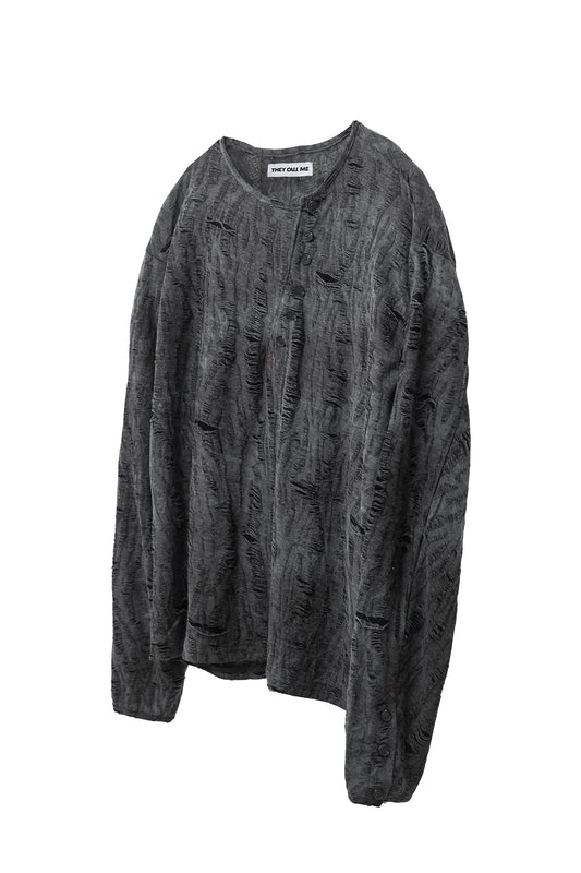 (T) CROSSLINE HENLEY  NECK  LONG SLEEVE BLACK