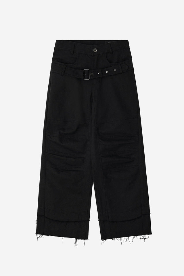 STUCKED BELT WITH LOW DENSITY COTTON AND RAW-EDGED PANTS