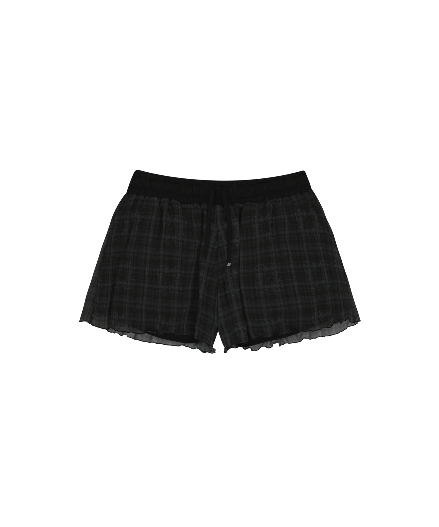 OJOS REVERSIBLE PLAID TRACK SHORTS BLACK