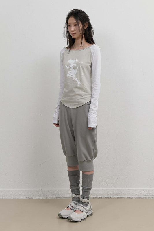 SLEEVE PUMPKIN PANTS - MINT GREY