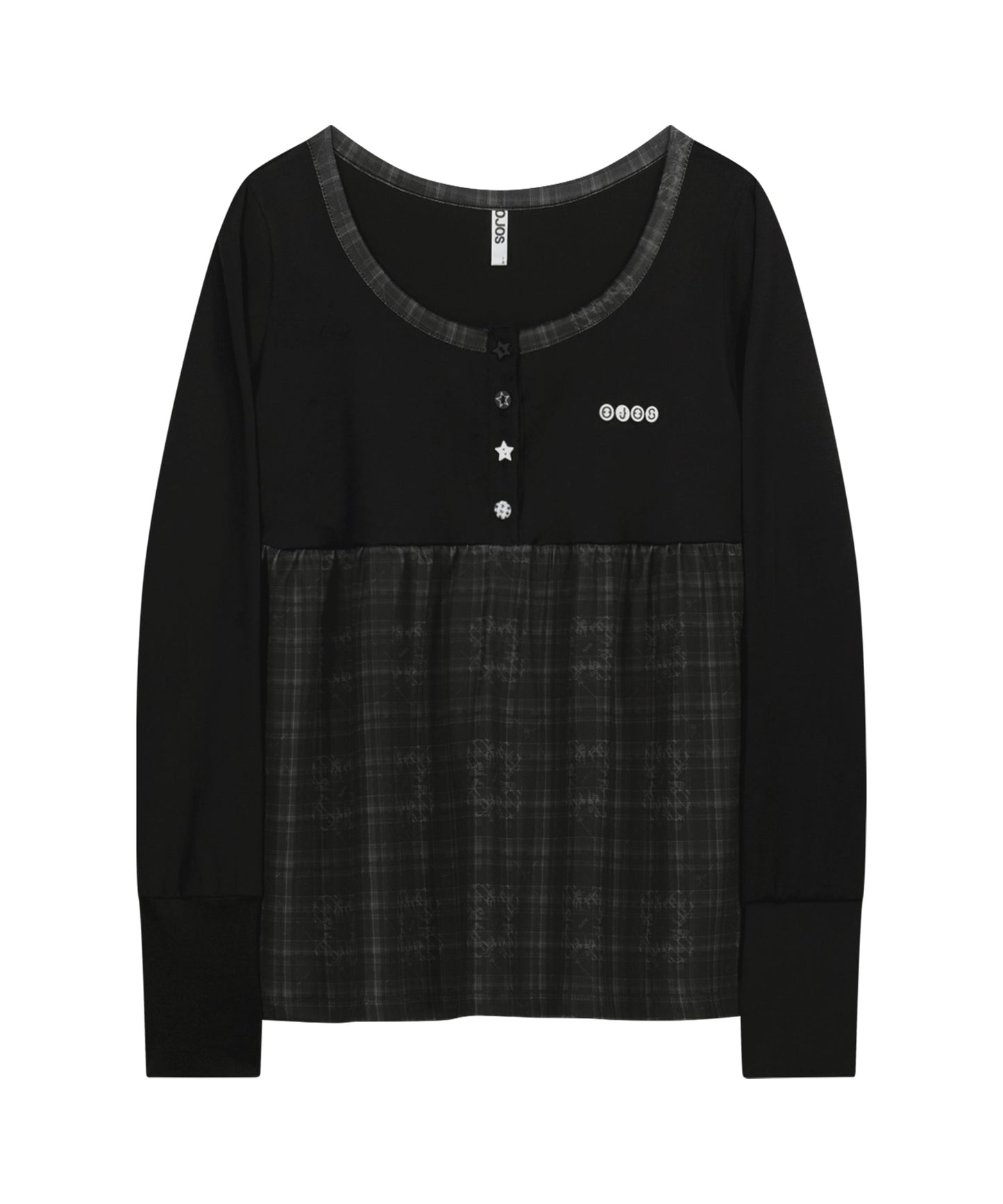 CHECK SLEEP LONG SLEEVE - BLACK