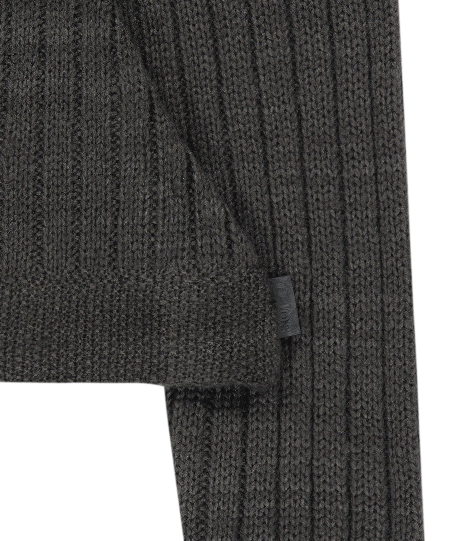 TASSEL COLLAR KNIT CARDIGAN - CHARCOAL