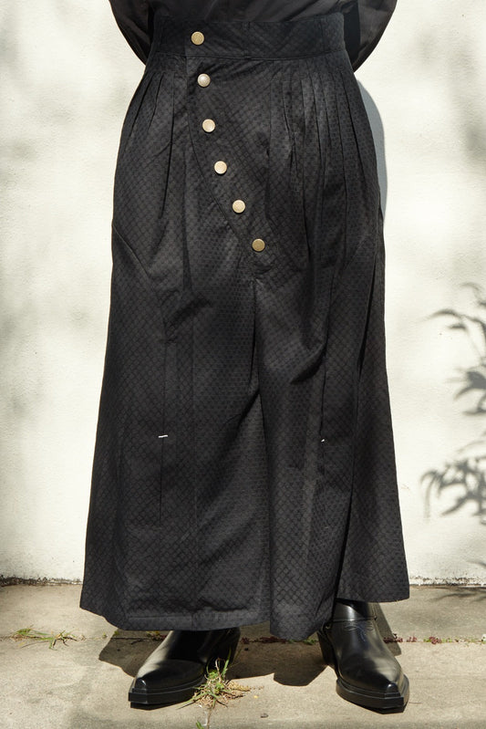 SCIMITAR-PLEATED WIDE COTTON TROUSERS