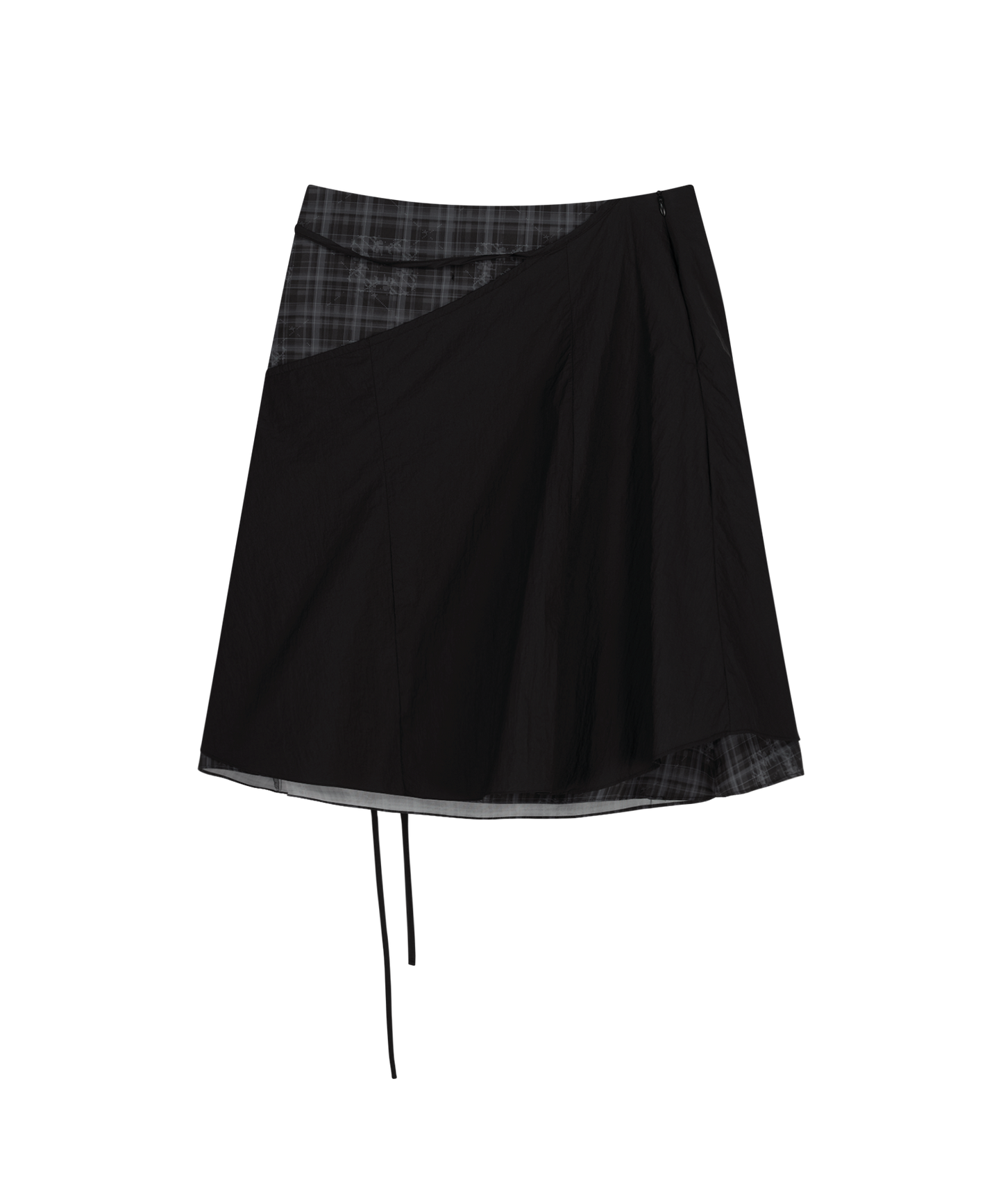 OJOS LAYERED STRAP FLARE SKIRT BLACK