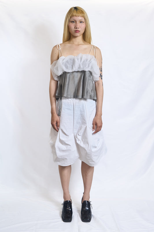 PLASTER STRUCTURED BALLOON SKIRT WHITE