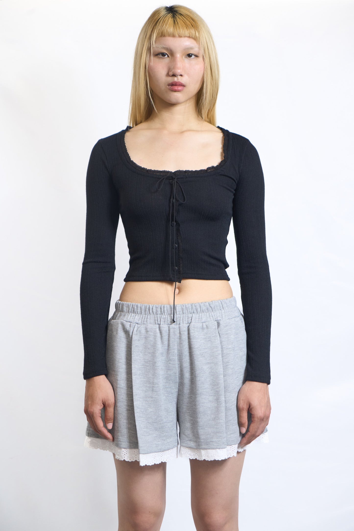 LACE-TRIM JERSEY SHORTS