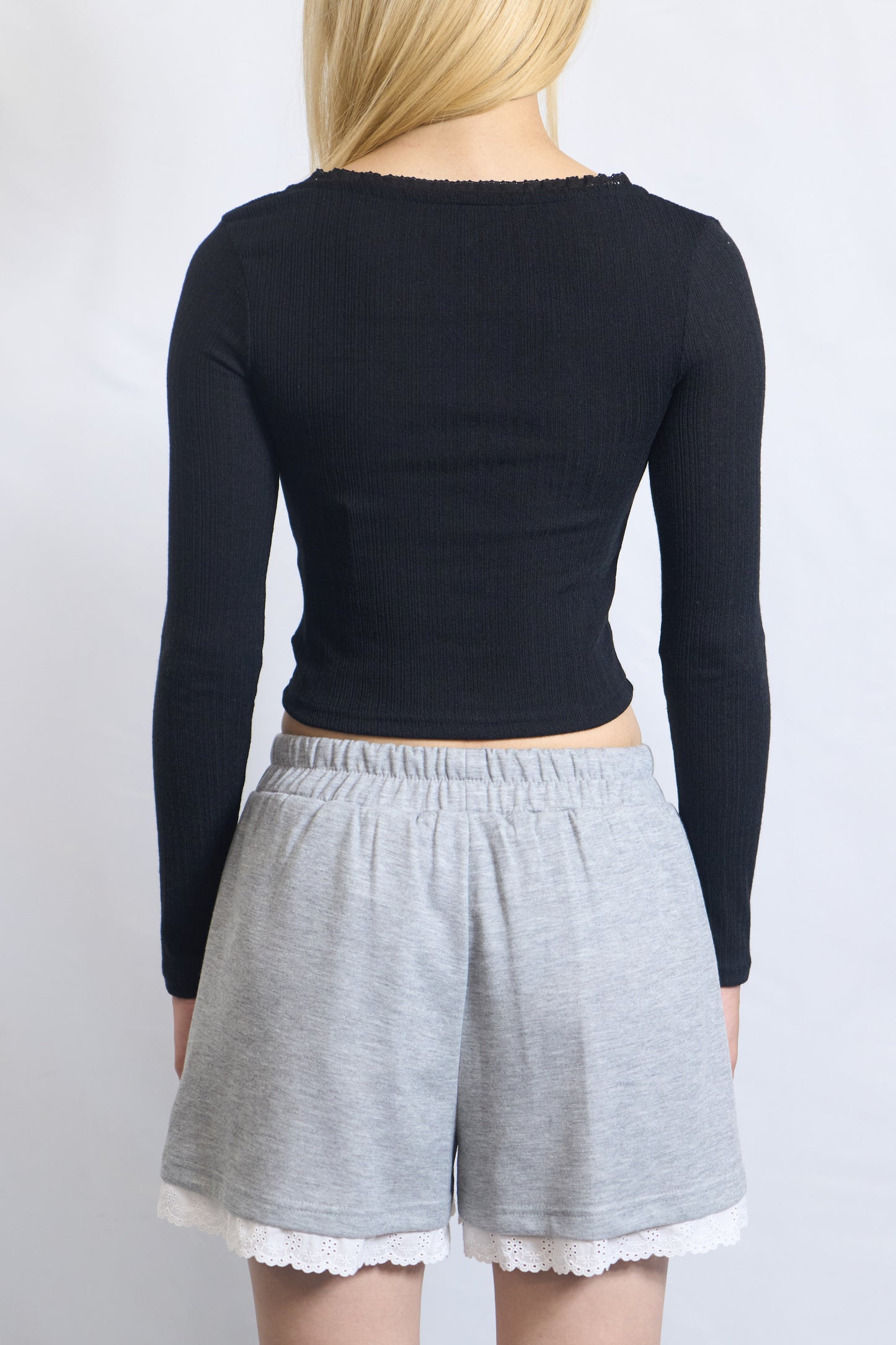 LACE-TRIM JERSEY SHORTS