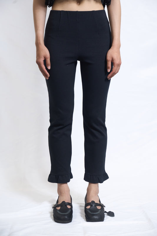 RUFFLE-HEM SLIM PANTS