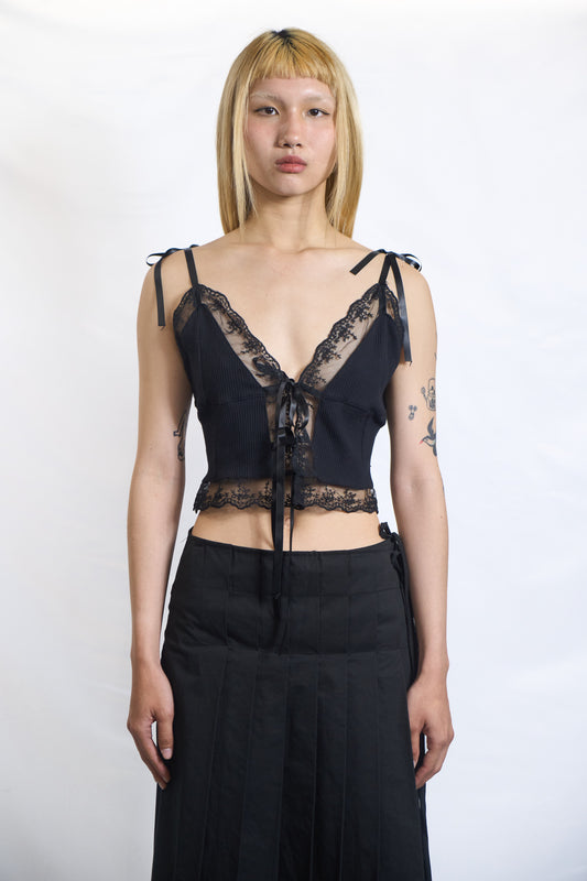 PLASTER LACE TIE TOP