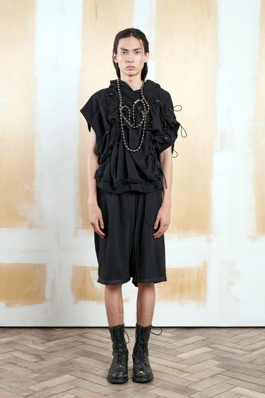 ASPARAGUS_SLEEVELESS MULTI STRINGS HOODIE