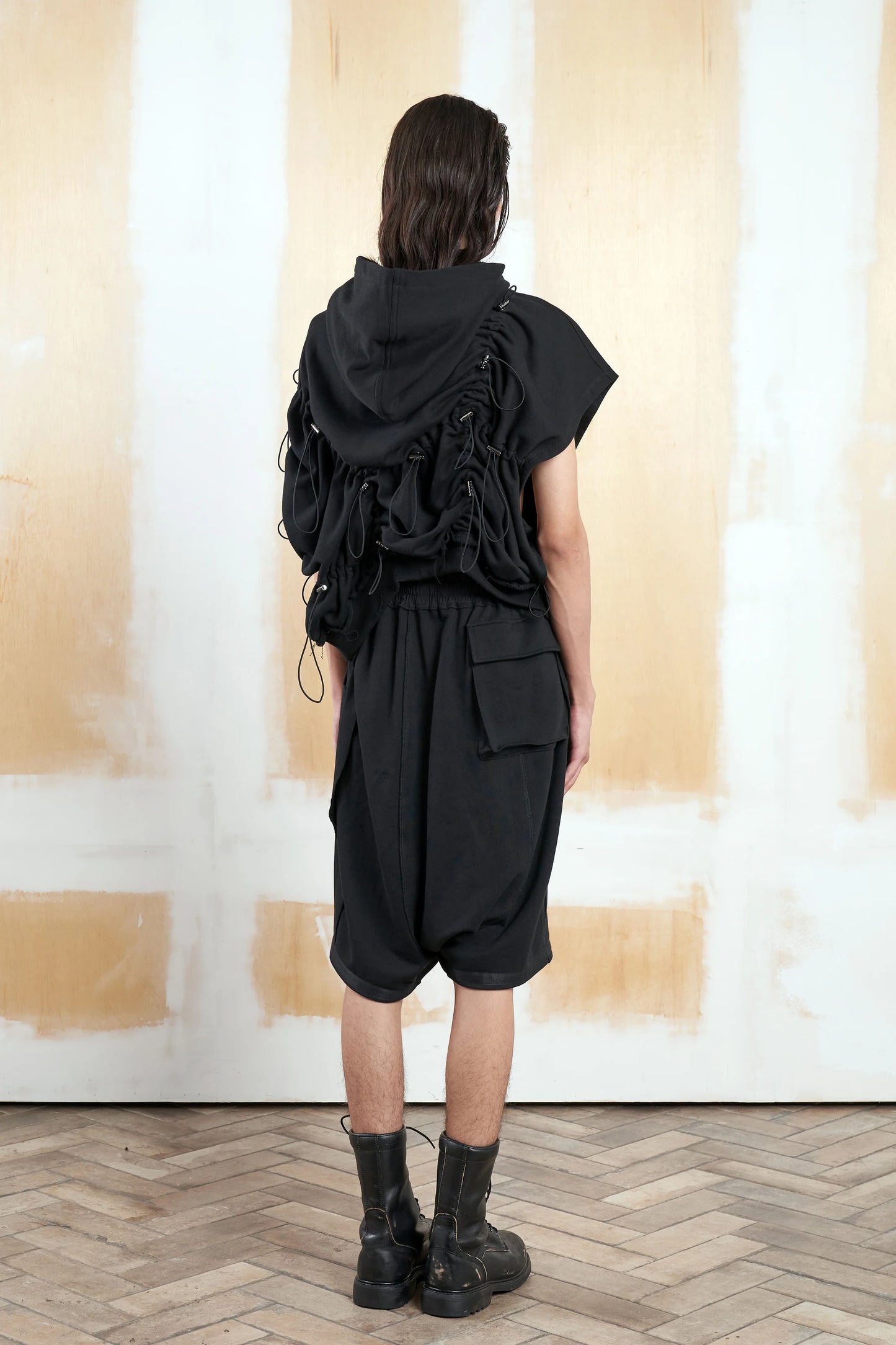 ASPARAGUS_SLEEVELESS MULTI STRINGS HOODIE