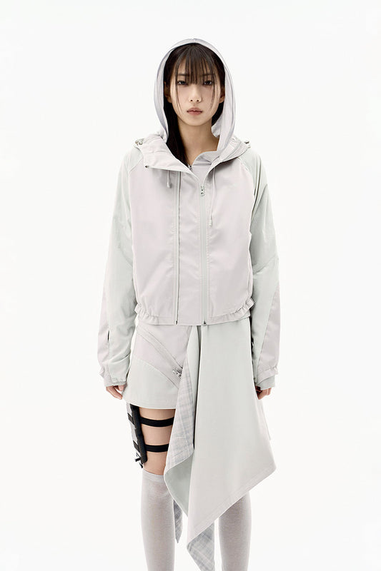 OJOS PANELED CROP SHELL JACKET WARM GREY