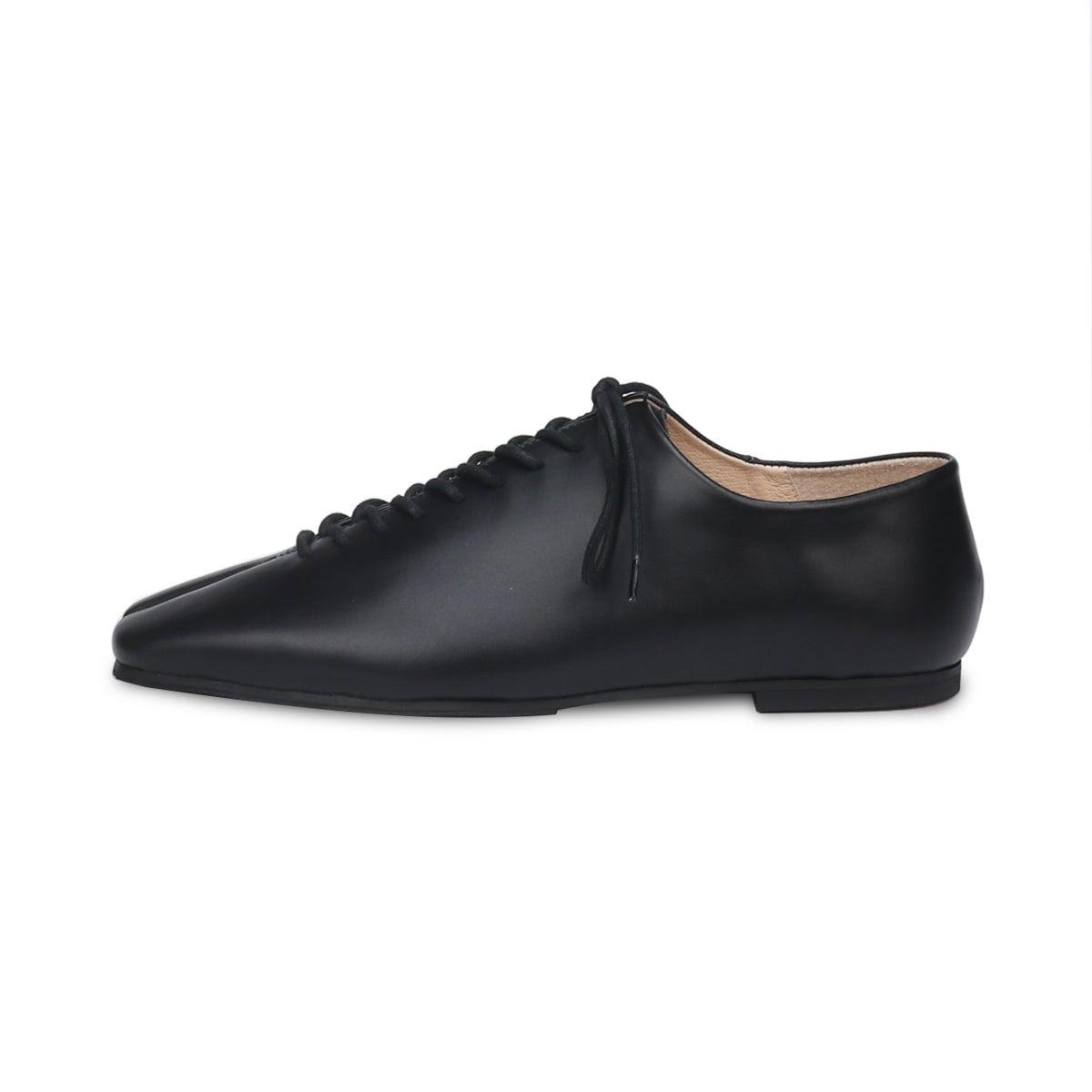 RONIN BLACK LACE UP LEATHER FLATS